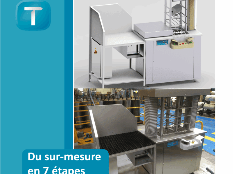 Une machine de lavage complète avec un encart bleu où il est écrit : "Du sur mesure en 7 étapes"
