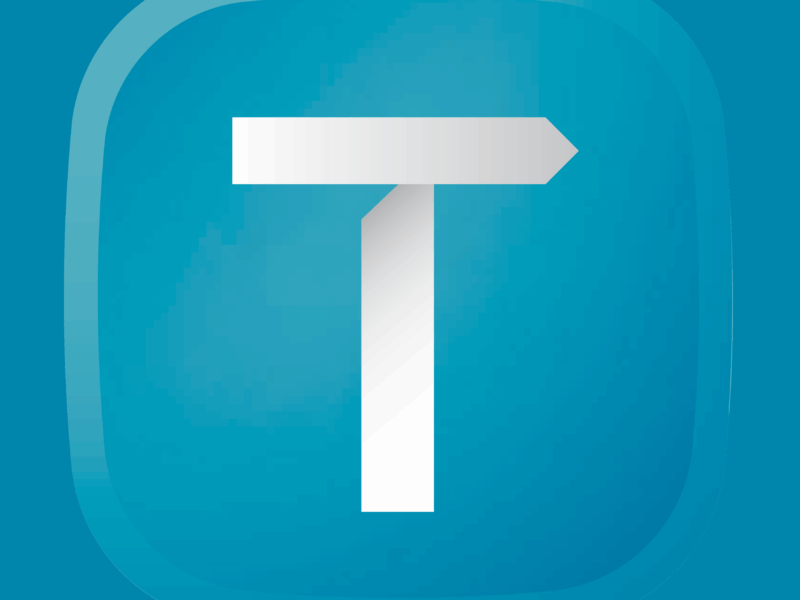Logo de Technett : un "T" blanc sur fond bleu